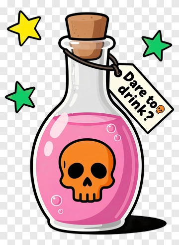 Cartoon Poison Bottle With Skull And Tag PNG