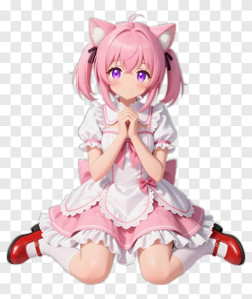 Anime Girl In Pink Maid Outfit PNG