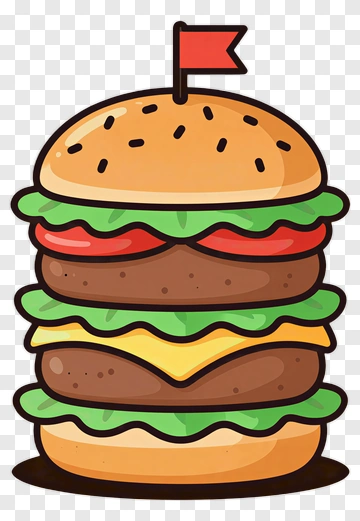Cartoon Hamburger With Flag PNG