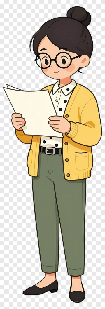 Cartoon Girl Holding A Paper PNG