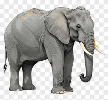 Realistic Elephant Illustration PNG