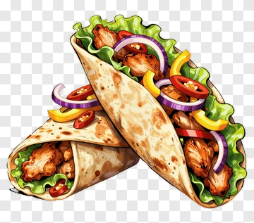 Delicious Chicken Wraps With Fresh Vegetables PNG