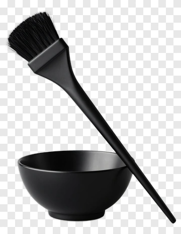 Black Mixing Bowl And Brush PNG