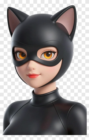 3D Catwoman Character Portrait PNG