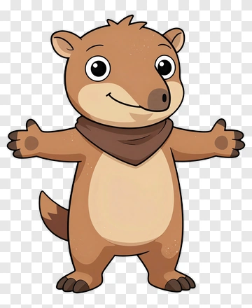Cartoon Animal Character With Open Arms PNG