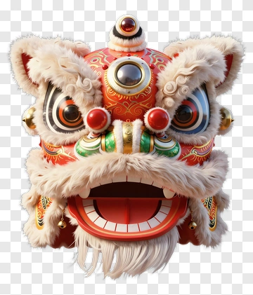 Colorful Lion Dance Mask PNG