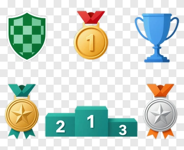 Podium With Medals And Trophies PNG
