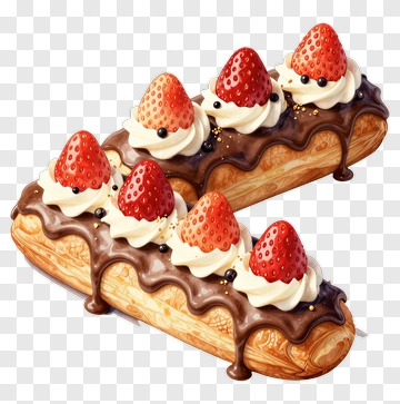 Delicious Chocolate Strawberry Eclair PNG