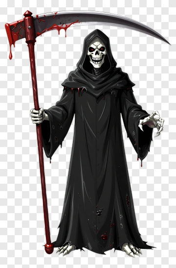 Cartoon Grim Reaper Holding A Scythe PNG