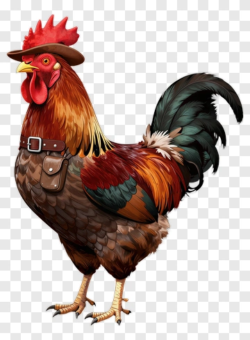 Cartoon Rooster Wearing A Hat PNG