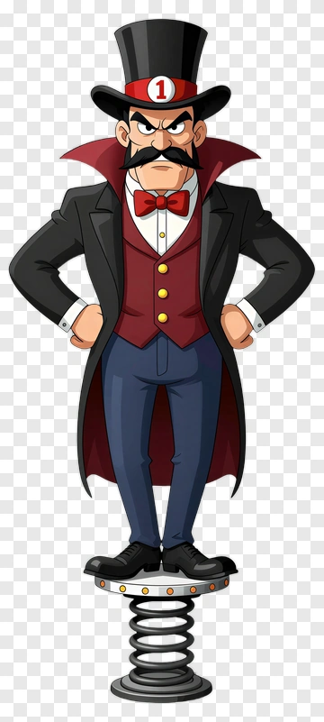Cartoon Character Standing On A Spring PNG