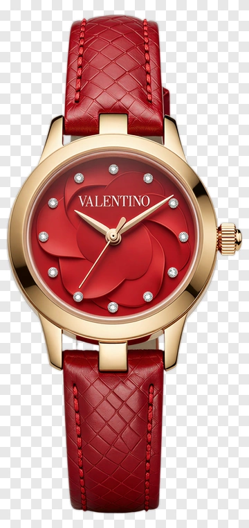 Red Valentino Watch With Floral Design PNG