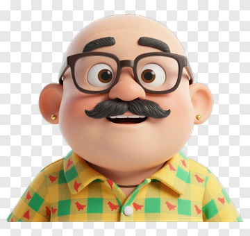 3D Cartoon Man With Glasses And Mustache PNG