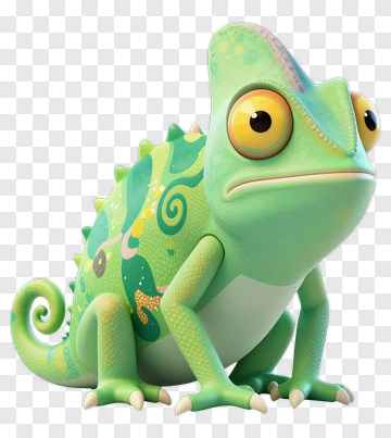 Cartoon Chameleon With Colorful Patterns PNG