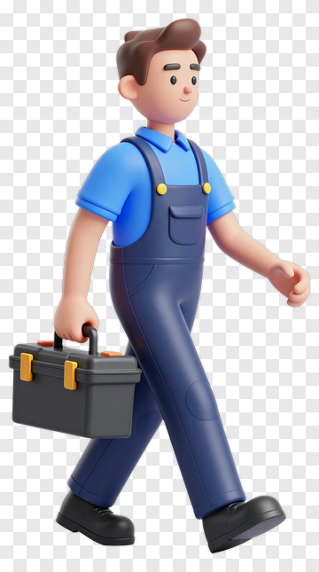 3D Mechanic Carrying A Toolbox PNG