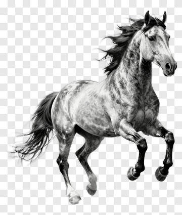 Running Grey Horse PNG