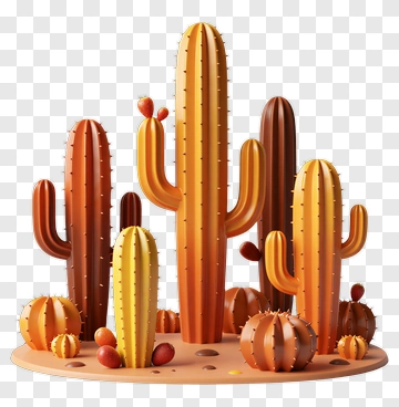 Colorful Cactus Group PNG