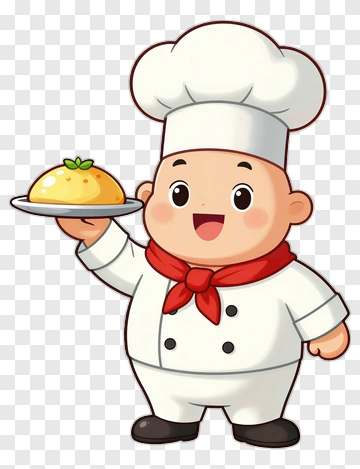 Cartoon Chef Holding A Plate Of Food PNG