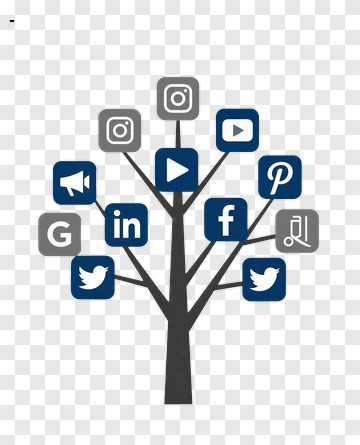 Social Media Tree With Icons PNG