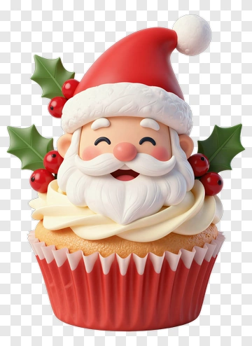 Santa Claus Cupcake Decoration PNG