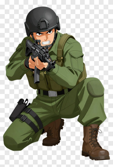 Cartoon Soldier Aiming A Rifle PNG