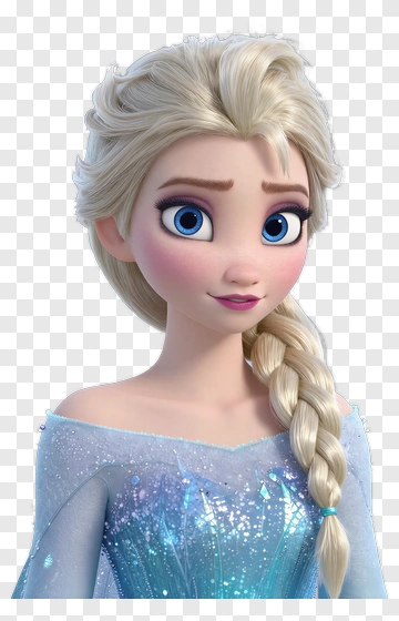 Frozen Character With Braid And Sparkling Dress PNG
