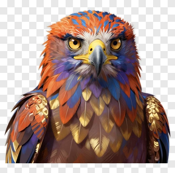 Colorful Hawk Portrait PNG