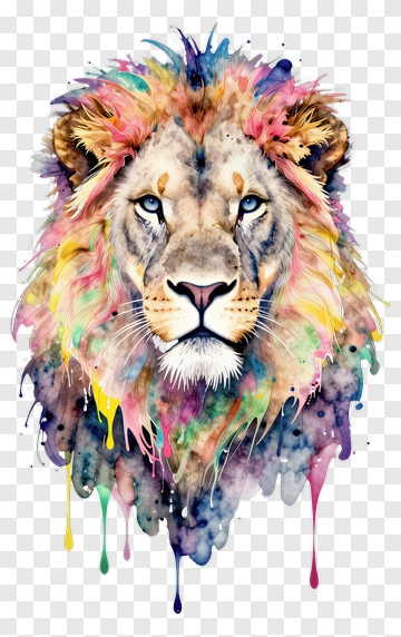 Colorful Lion Portrait PNG