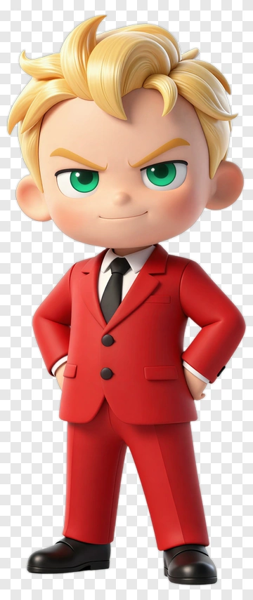 Cartoon Boy In A Red Suit PNG