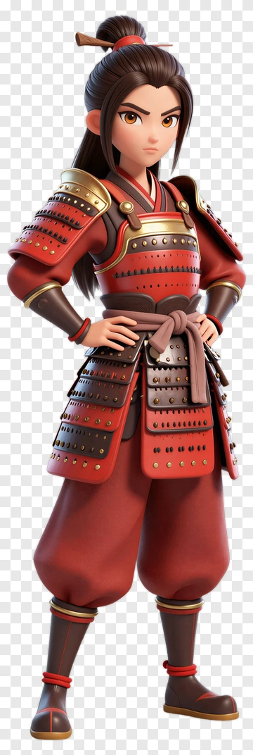 3D Warrior In Red Armor PNG