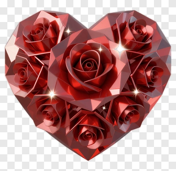 Red Heart Shaped Rose Arrangement PNG