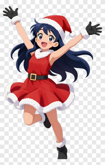 Happy Girl In A Christmas Costume PNG