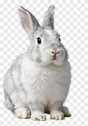 Fluffy Gray Rabbit PNG
