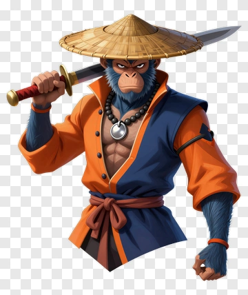 3D Monkey Warrior Holding A Sword PNG