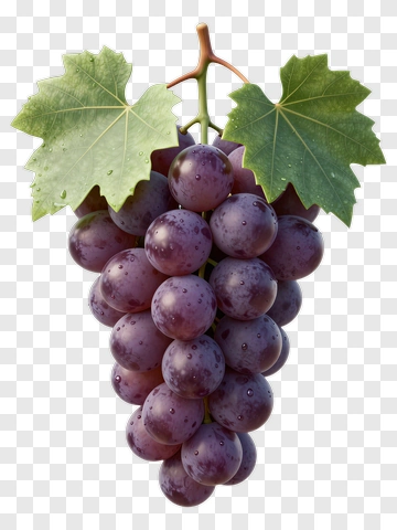 Bunch Of Purple Grapes With Leaves PNG