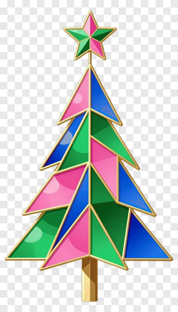 Colorful Christmas Tree With Star PNG