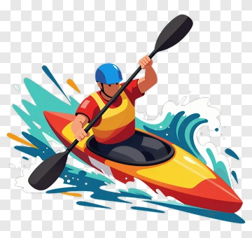 Kayaker Paddling Through Waves PNG
