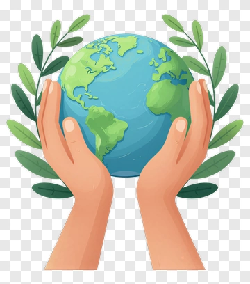 Hands Holding A Globe Surrounded By Leaves PNG