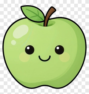 Cartoon Green Apple With A Smile PNG