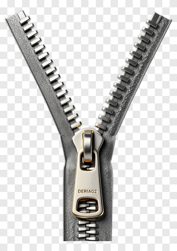Metal Zipper With Pull Tab PNG