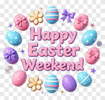 Happy Easter Weekend With Colorful Eggs PNG