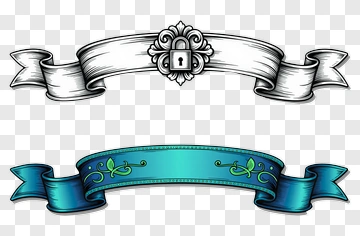 Decorative Ribbon Banner With Floral Design PNG