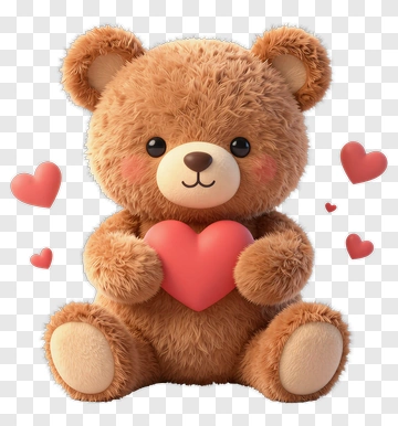 Cute Teddy Bear Holding A Heart PNG