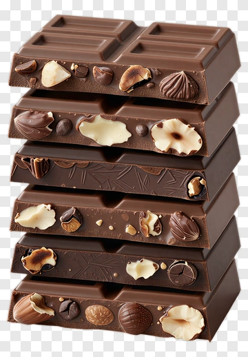 Chocolate Bar Stack With Various Fillings PNG