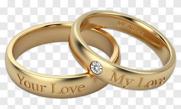 Gold Wedding Rings Engraved With Your Love And My Love PNG