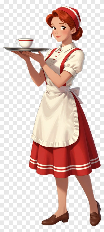 Waitress Holding A Cup Of Coffee PNG