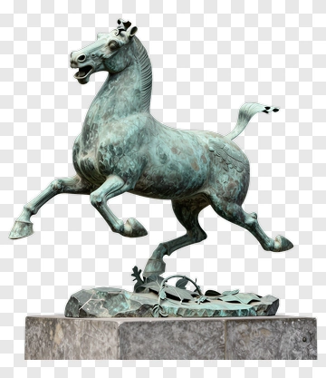 Bronze Horse Statue In Motion PNG