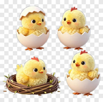 Cute Cartoon Chicks Hatching From Eggs PNG