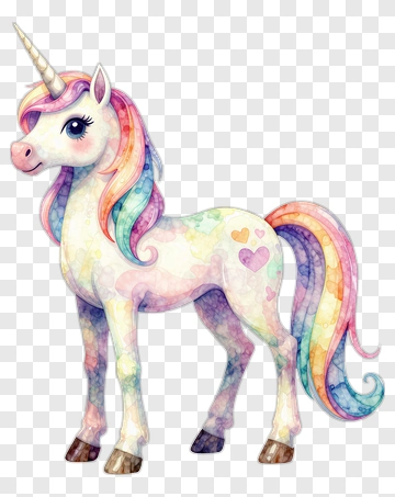 Colorful Unicorn With Rainbow Mane PNG