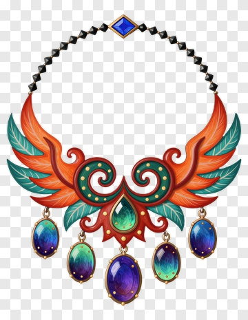 Colorful Ornate Necklace With Gemstones PNG